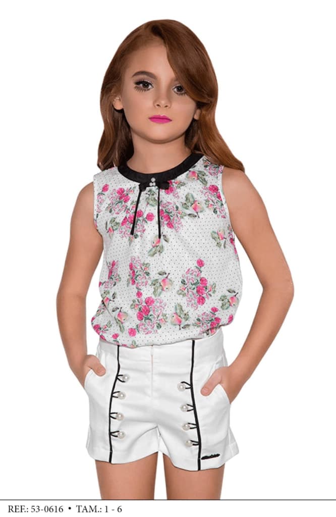 Conjunto Shorts e Blusa Miss Cake Moda Infanto Juvenil 530616