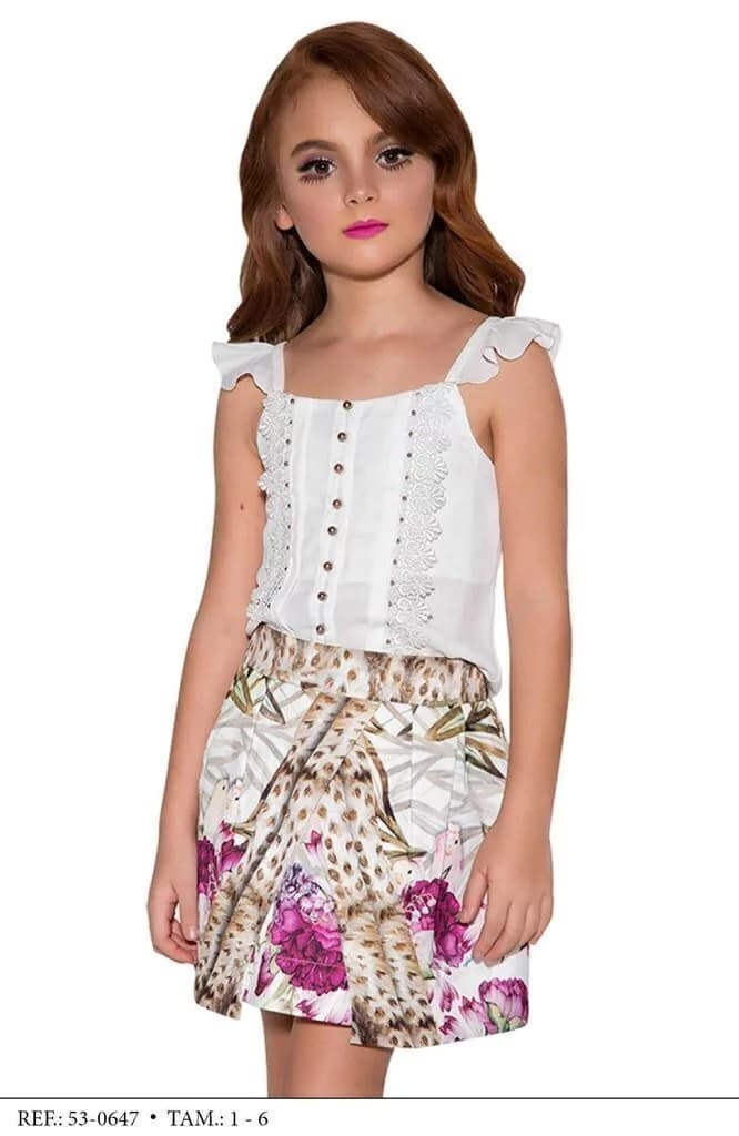 Conjunto Saia e Blusa Miss Cake Moda Infanto Juvenil 530647