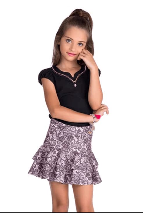 Saia e Blusa Infantil Diforini Moda Infanto Juvenil 121489